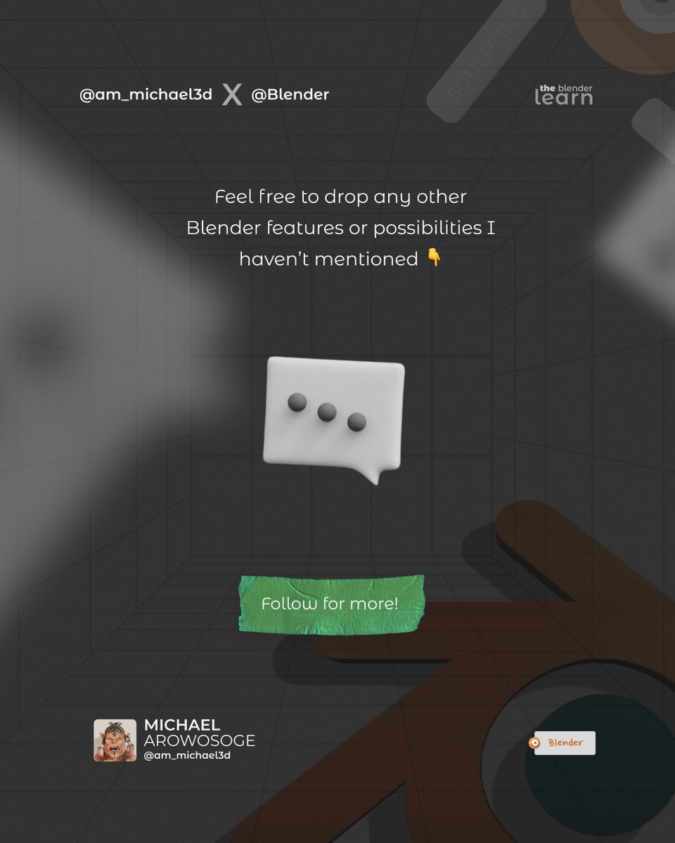 am_michael3d's tweet image. Feel Free to drop any other blender features or possibilities I haven&apos;t mentioned

#am_michael #Michael #Michael3d #BlenderBasics #BlenderCommunity #LoveBlender #BlenderLovers #Blender #BlenderTerms #AboutBlender