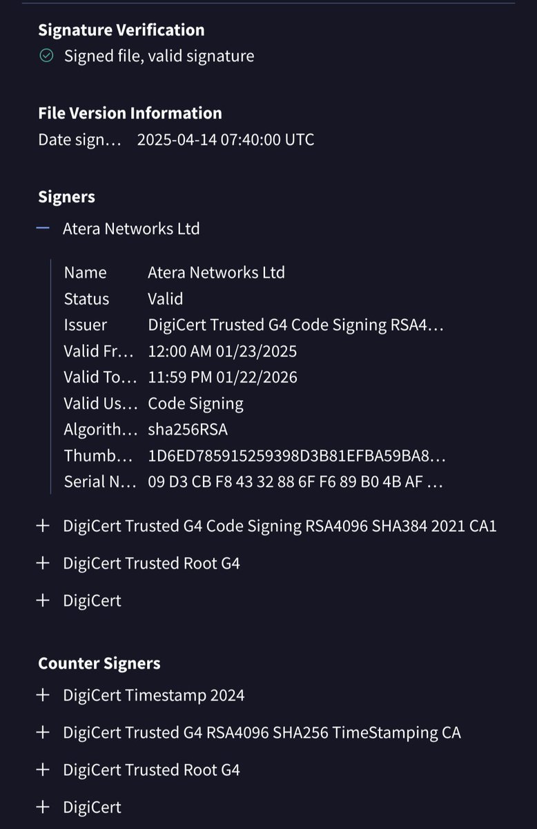 smica83's tweet photo. Scholarship #SCAM campaign targeting #Hungarian entities with #signed #AteraAgent.
Sender looks like an #edumailHU account.
Filename: 'Ösztöndíjprogram.msi'
Agent: https://t.co/dao7ElIf5B
Downloaded from (Limewire):
https://t.co/SHal1MgRnN
The actors making the first contact after the installation and the setup process will bring the #Splashtop tool also.