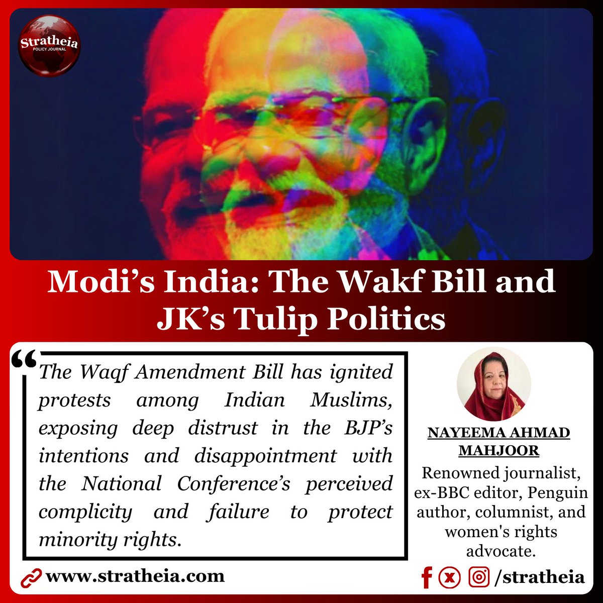 stratheia's tweet image. 25 crore Indian Muslims protest the Waqf Amendment Bill—yet political silence in Kashmir speaks volumes. @nayeema1 
#WaqfBill #IndianMuslims #KashmirPolitics #MinorityRights 
Read Full Article: stratheia.com/modis-india-th…