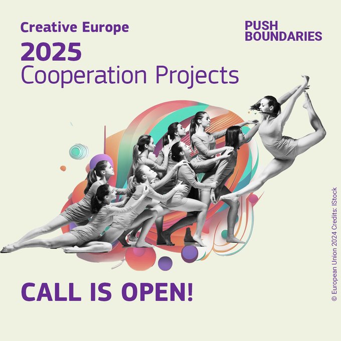 Creative Europe 2025 Cooperation Projects Supports small, medium and large scale transnational collaborative projects in Creative Europe countries.  

Deadline 13th May 2025.  

Details: tinyurl.com/3zu4f7b8