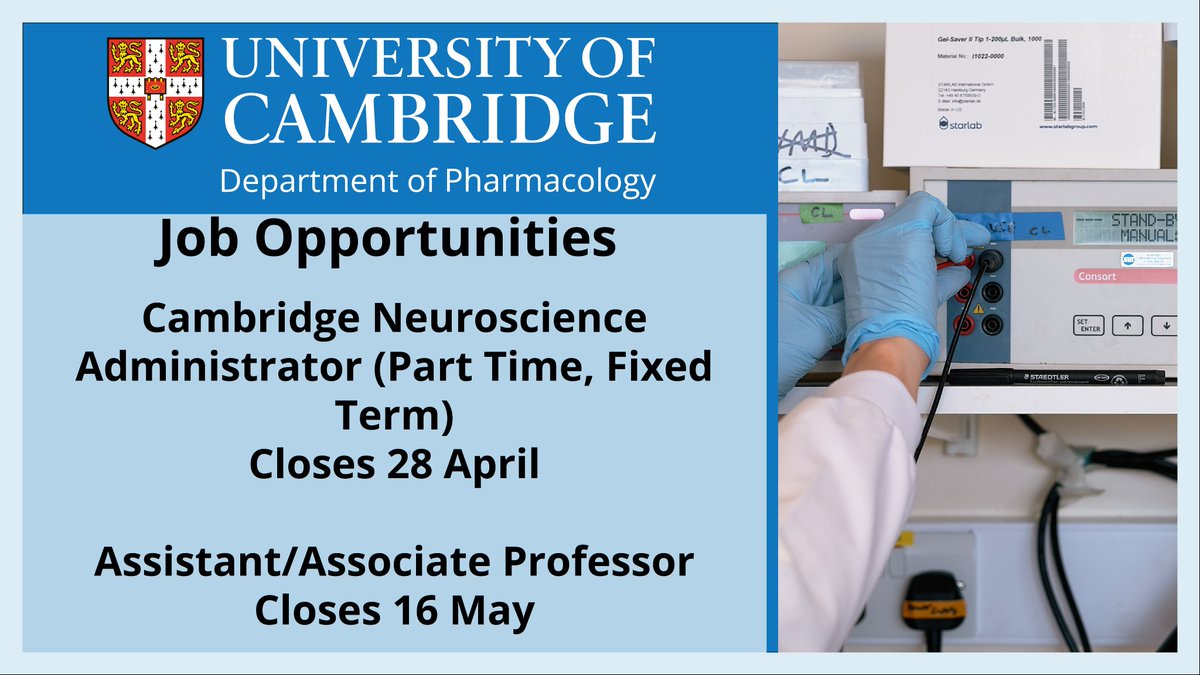Dept. of Pharmacology, Univ. Cambridge (@univcampharm) on Twitter photo π£ We've posted another role!
We are recruiting for a Cambridge Neuroscience Administrator whose responsibilities include providing administrative and events support for the day-to-day aspects π
Find out more and apply here: bit.ly/3OX6aR7 π£ We've posted another role!
We are recruiting for a Cambridge Neuroscience Administrator whose responsibilities include providing administrative and events support for the day-to-day aspects π
Find out more and apply here: bit.ly/3OX6aR7