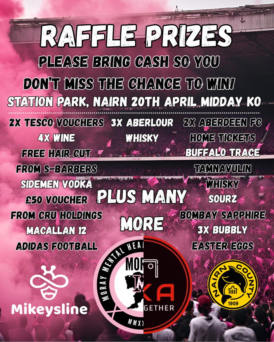 Just a wee taster of what you could win at this Sundays match vs <a href="/TKA2023/">T K A</a> 

🏟️ Station Park, Nairn IV12 5LT
📍 Sunday 20th April 2025
⏰ Kick-Off - 12pm (midday)

Odds to win a prize have never been so good 😮‍💨 

CASH ONLY 

<a href="/NairnCounty/">Nairn County FC</a>
