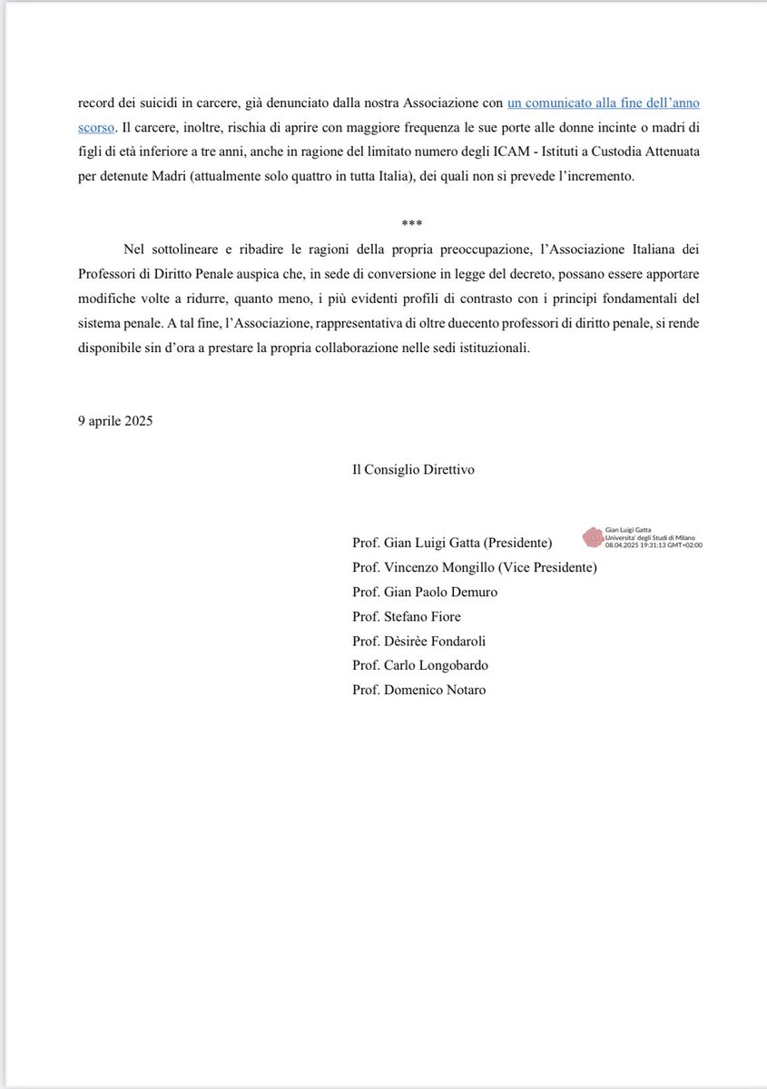 A petición de nuestras compañeras y compañeros de la Associazione Italiana dei Professori di Diritto Penale, os remitimos el comunicado que han realizado recientemente.
