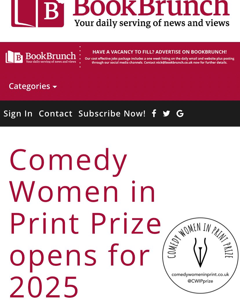 CWIPprize's tweet photo. Big news in @BookBrunch https://t.co/pbeiGv8IPm
Comedy Women in Print 2025 entries open now!
For details on how to submit your witty writing - visit: https://t.co/jy7ZvuegyY
#comedy #women #wittywomen #prize #entryform #author #published #bigup @HelenLederer https://t.co/seNxkBGK1i