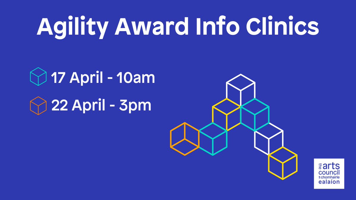 Don't miss our final Agility Info Clinics!

Register now to learn more about
🔹 Eligibility
🔹 Guidelines
🔹 Application Process
🔹 &amp; get your questions answered!

Last dates: 17 &amp; 22 April

Register now: artscouncil.ie/Funds/Agility-…
