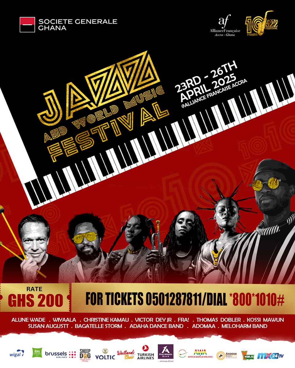 We’re turning up the heat at this year’s Jazz and world music Festival at Alliance Française! Don’t miss the vibe 🔥See you there🚀🚀🚀  <a href="/AF_Accra/">Alliance Française Accra</a>