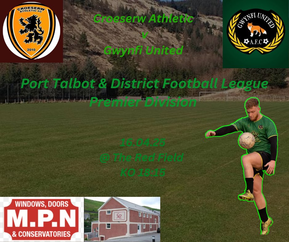 Another Mid Week Derby 
Wednesday we make the  short trip to our neighbours <a href="/CroeserwAth2010/">Croeserw Athletic FC</a> for the final time this season. With one win a piece in previous meetings, both teams will be hunting the win. 
Come and support the boys 💚⚽️