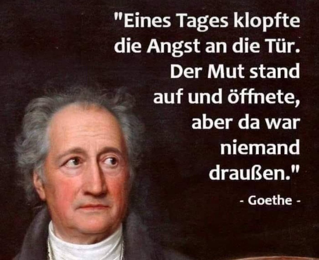 Was für ein tolles Goethe-Zitat! 
Was der Angst die größte Angst macht, das ist der Mut! 👍👏