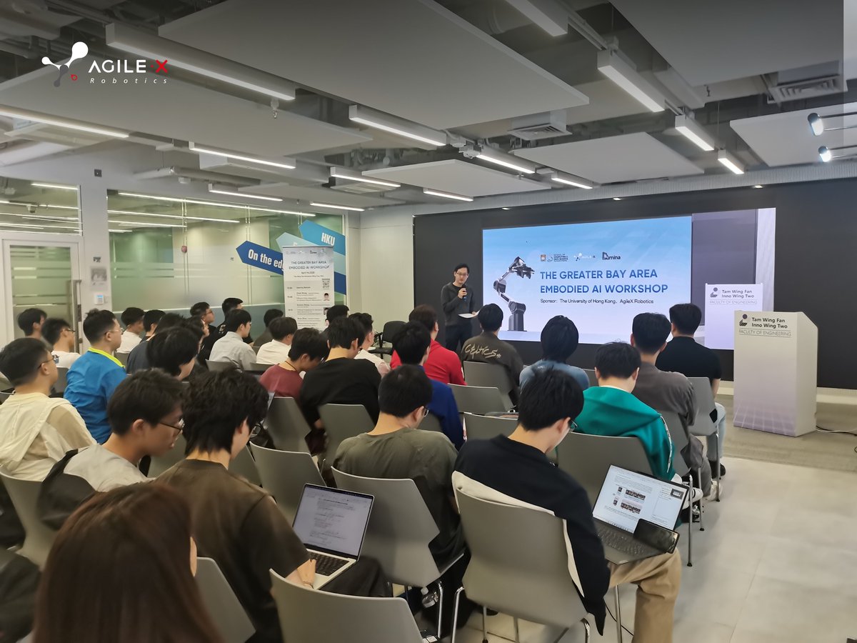 AgilexRobotics's tweet image. Today @AgileXRobotics &amp;amp; @HKUniversity  hosted GBA&apos;s Embodied AI Workshop, exploring breakthroughs in multimodal strategies, multi-arm manipulation &amp;amp; UAV decision-making. Thanks to all speakers &amp;amp; attendees!  Visit global.agilex.ai
#EmbodiedAI #research
