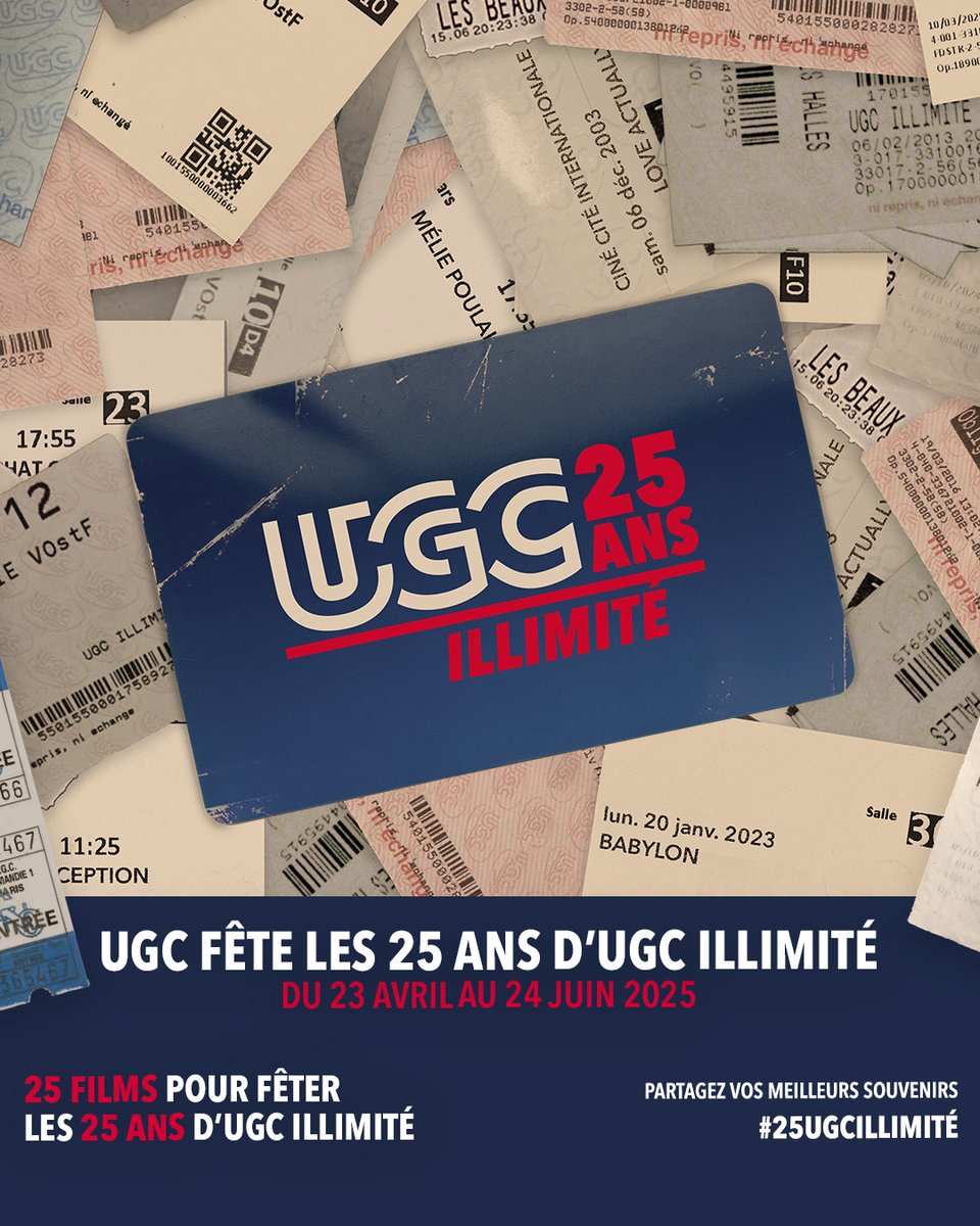 UGCcinemas's tweet image. Merci pour tous vos votes !
Les premiers films projetés à l'occasion des #25UGCIllimité viennent d'être annoncés ! 🔥
- In the Mood for Love le 23 avril
- #Intouchables le 28 avril
- #Gladiator le 29 avril
Réservez vos places sur ugc.fr ou l'app UGC !
