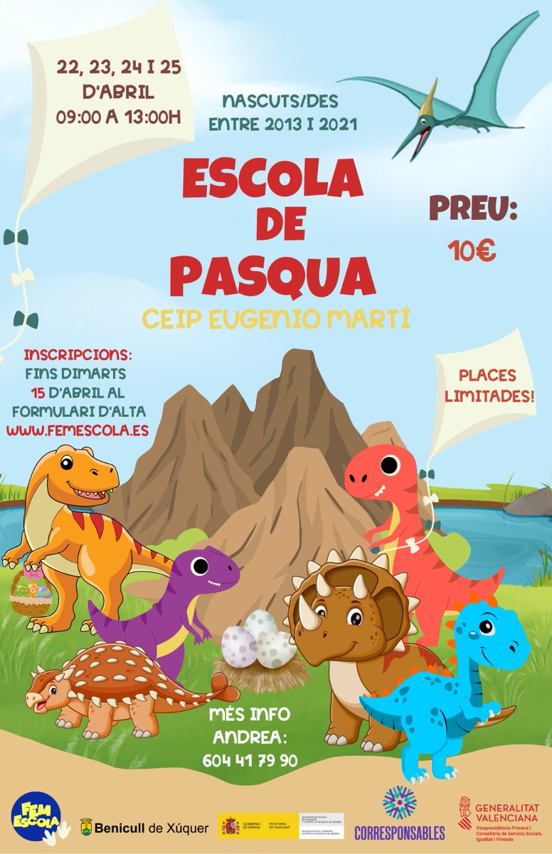 BenicullXu's tweet photo. 📢RECORDEM
👉Demà finalitza el plaç per a les inscripción a l'escoleta de pasqua https://t.co/AqoNdRqkQa