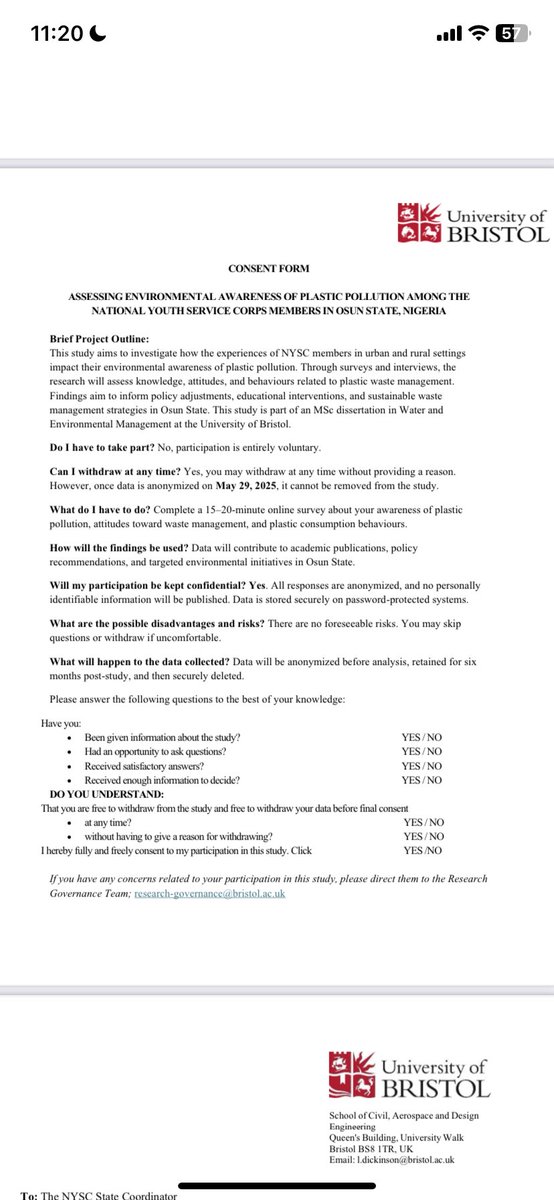 adekoya_olasile's tweet image. Struggling to get ethical approval for my MSc research from NYSC. I’ve emailed both the national office and the Osun state coordinator with no response. Any advice or contacts would be much appreciated! @officialnyscng any other officials who can help.  #ResearchHelp #MScResearch