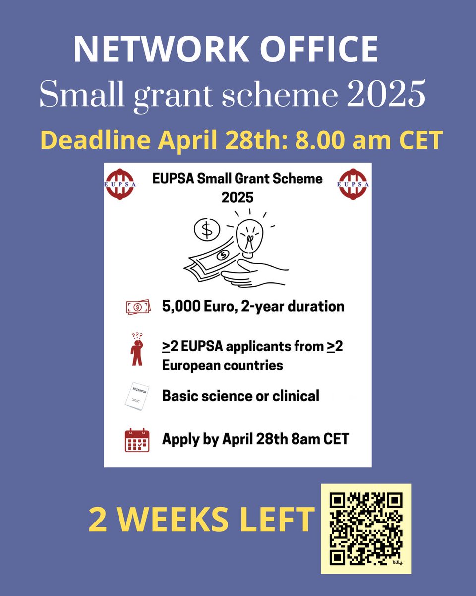 EUROPEAN PAEDIATRIC SURGEONS’ ASSOCIATION (@eupsasurgeons) on Twitter photo Apply now for the EUPSA Small Grant Scheme 2025 – up to €5,000 for international collaborative research in pediatric surgery.
🗓 Deadline: April 28, 08:00 AM CET
📌 Apply online only: southampton.qualtrics.com/jfe/form/SV_0N…
More info: eupsa.info/grant-scheme/
<a href="/FabianDoktor/">Fabian Doktor</a> <a href="/paolodecoppi/">Paolo De Coppi</a> <a href="/Me4Ped/">#SoMe4PedSurg</a> Apply now for the EUPSA Small Grant Scheme 2025 – up to €5,000 for international collaborative research in pediatric surgery.
🗓 Deadline: April 28, 08:00 AM CET
📌 Apply online only: southampton.qualtrics.com/jfe/form/SV_0N…
More info: eupsa.info/grant-scheme/
<a href="/FabianDoktor/">Fabian Doktor</a> <a href="/paolodecoppi/">Paolo De Coppi</a> <a href="/Me4Ped/">#SoMe4PedSurg</a>