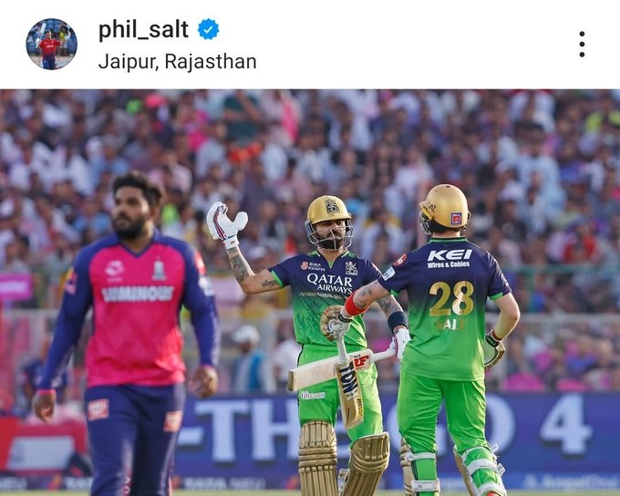 PHIL SALT INSTAGRAM POST WITH VIRAT KOHLI.  - The Destructive Combo! 🔥
