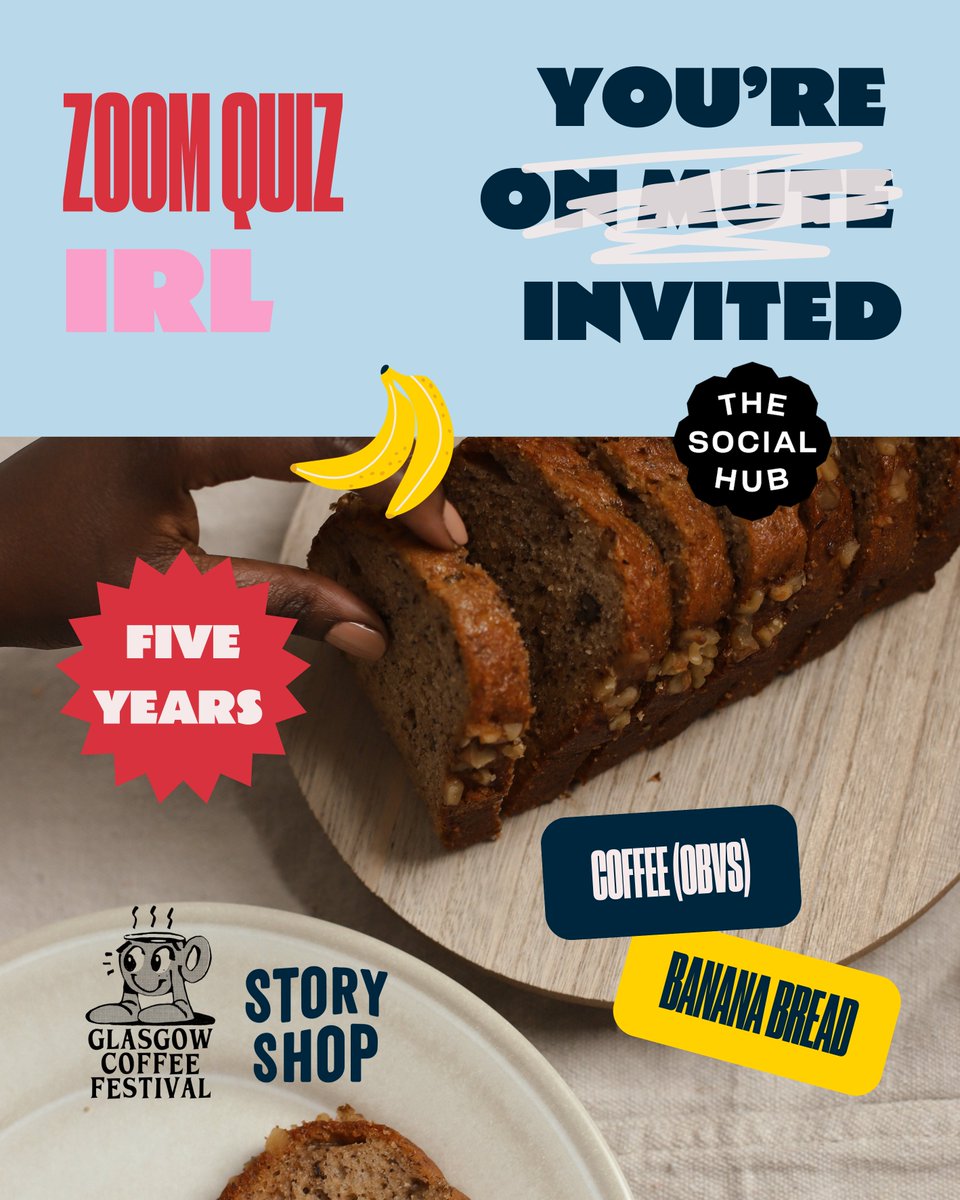 Story Shop (@wearestoryshop) on Twitter photo Remember lockdown? Zoom quizzes and banana bread? That’s when Story Shop began. Five years on, we’re swapping screens for a real-life morning quiz. Good vibes, great chat, and yes, plenty of banana bread.
Please RSVP 👇
eventbrite.co.uk/e/story-shop-i…
<a href="/CoffeeGlasgow/">DEAR GREEN®️</a> | <a href="/GlasCoffeeFest/">Glasgow Coffee Festival</a> Remember lockdown? Zoom quizzes and banana bread? That’s when Story Shop began. Five years on, we’re swapping screens for a real-life morning quiz. Good vibes, great chat, and yes, plenty of banana bread.
Please RSVP 👇
eventbrite.co.uk/e/story-shop-i…
<a href="/CoffeeGlasgow/">DEAR GREEN®️</a> | <a href="/GlasCoffeeFest/">Glasgow Coffee Festival</a>
