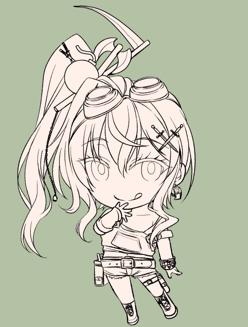 今日の作業。3巻用カバー後ろのグレンさん線画 