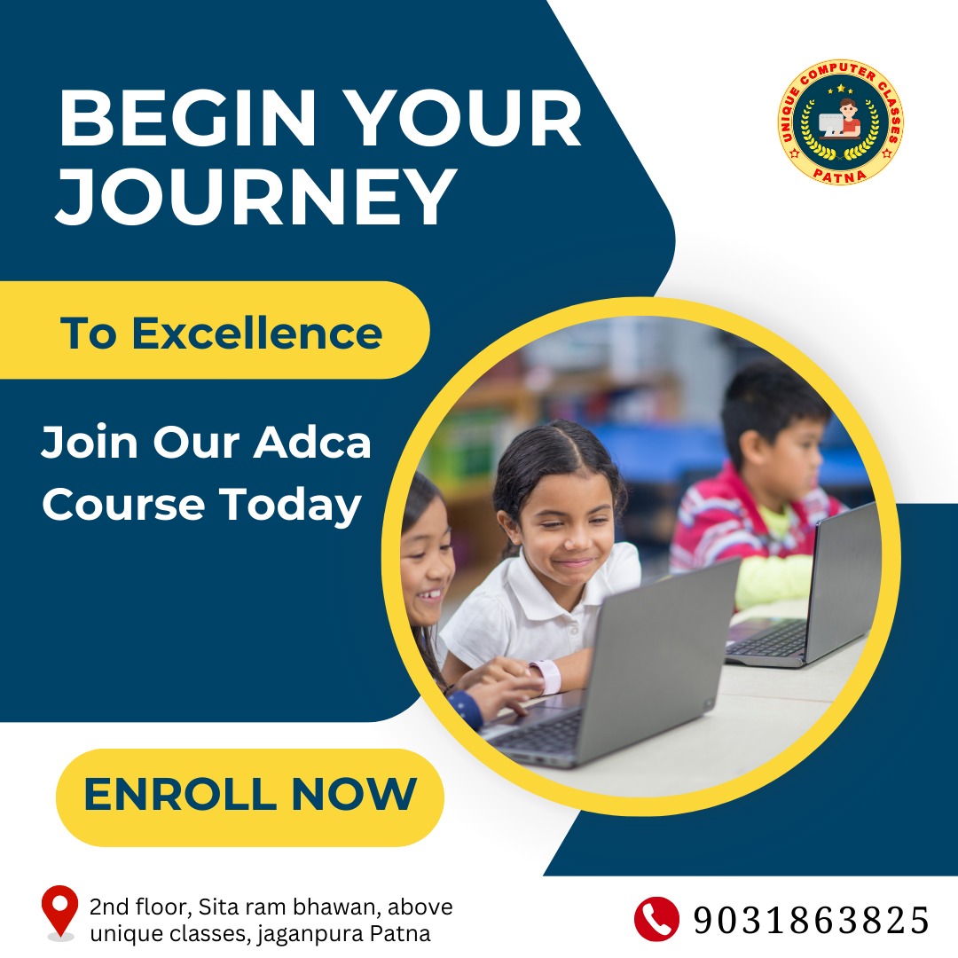 uniquecomputer0's tweet image. Unlock your digital future with our ADCA course at Unique Computer Classes, Patna. Learn essential computer skills and boost your career opportunities. Limited seats available – enroll now.

#ADCACourse #ComputerClassesPatna #UniqueComputerClasses #ADCAPatna #DigitalLearning