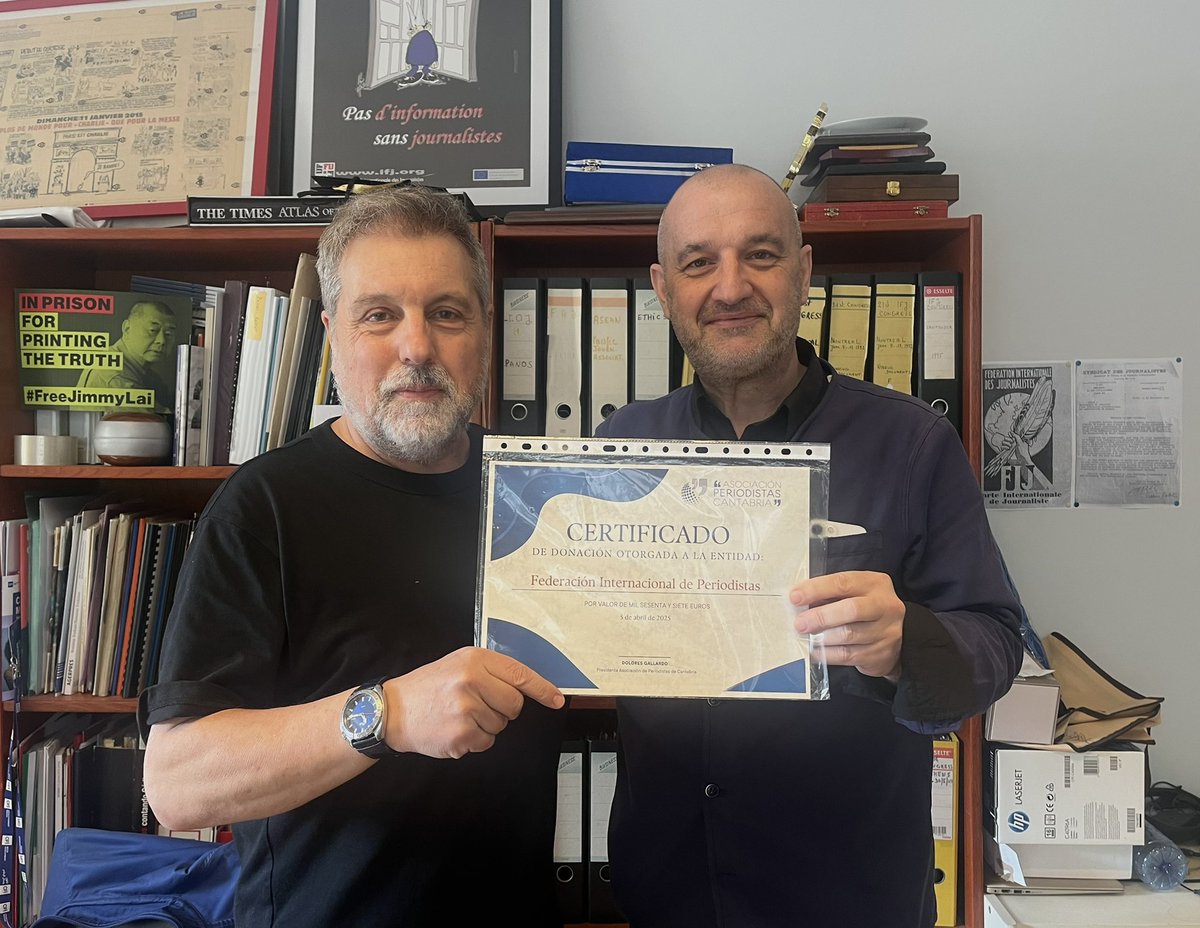IFJ (@ifjglobal) on Twitter photo 🙌 Huge thank you to our Spanish affiliate <a href="/apcantabria/">Asociación de Periodistas de Cantabria - APC</a> - <a href="/fape_fape/">FAPE</a> for their €1,000 donation toward our #IFJCentenaryCongress to mark 100 years of international solidarity.
The congress will take place at <a href="/UNESCO/">UNESCO 🏛️ #Education #Sciences #Culture 🇺🇳</a> headquarters in Paris from 4 to 7 May 2026 - Stay tuned! 🙌 Huge thank you to our Spanish affiliate <a href="/apcantabria/">Asociación de Periodistas de Cantabria - APC</a> - <a href="/fape_fape/">FAPE</a> for their €1,000 donation toward our #IFJCentenaryCongress to mark 100 years of international solidarity.
The congress will take place at <a href="/UNESCO/">UNESCO 🏛️ #Education #Sciences #Culture 🇺🇳</a> headquarters in Paris from 4 to 7 May 2026 - Stay tuned!