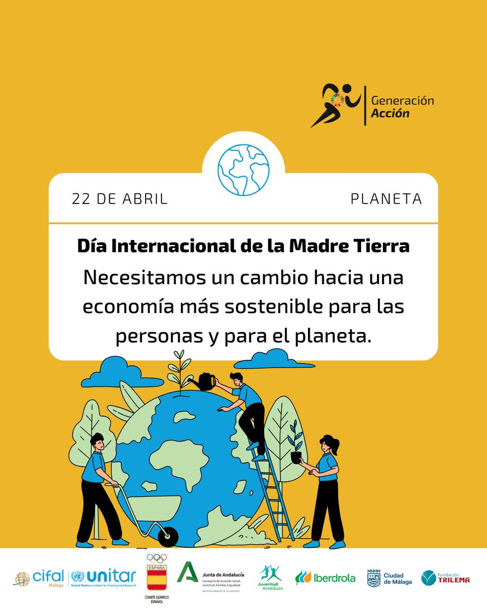 Generación Acción (@generaccionods) on Twitter photo Hoy, Día Internacional de la Madre Tierra @nacionesunidas nos recuerda: "Promovamos la
armonía con la naturaleza y la tierra". Únete a #GeneracionAcción
🤝 <a href="/CifalMalaga/">CIFALMalaga</a> <a href="/COE_es/">Comité Olímpico Español</a> <a href="/iberdrola/">Iberdrola</a> <a href="/IAJuventud/">Instituto Andaluz de la Juventud</a> <a href="/malaga/">Ciudad de Málaga</a> <a href="/trilemaedu/">Fundación Trilema</a> Hoy, Día Internacional de la Madre Tierra @nacionesunidas nos recuerda: "Promovamos la
armonía con la naturaleza y la tierra". Únete a #GeneracionAcción
🤝 <a href="/CifalMalaga/">CIFALMalaga</a> <a href="/COE_es/">Comité Olímpico Español</a> <a href="/iberdrola/">Iberdrola</a> <a href="/IAJuventud/">Instituto Andaluz de la Juventud</a> <a href="/malaga/">Ciudad de Málaga</a> <a href="/trilemaedu/">Fundación Trilema</a>