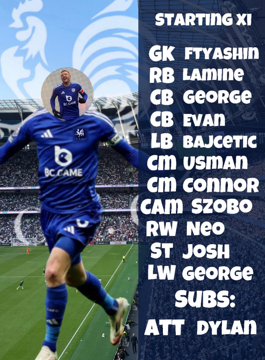 Cรธckerels FC ๐ (UEL ERA) (@cockerelsftfc) on Twitter photo LINEUP FOR ALL COMPS ๐๐ค
GK: <a href="/FtYashin/">Yashin FT</a> 1
RB: <a href="/Lamine19Yamal__/">๐๐๐๐๐ช๐ธ</a> 19
CB: @jasonknightszn 6 (VC)
CB: <a href="/evanutd07/">Evan</a> 5
LB: <a href="/BajceticSZN/">๐ช๐ธโดยณ</a> 43
CM: <a href="/cfcusman/">uzino</a> 44
CM: <a href="/Tolajinho/">.</a> 8 (VC)
RW: <a href="/NeoTHFC/">NEO #CHAMPIONSOFEUROPE๐</a> 7
CAM: <a href="/SzoboSeason48/">48 CHAMPIONS ๐๐</a> 48
LW: <a href="/thfc_g3orge/">๐๐๐จ๐ซ๐ ๐ ๐ด๓ ง๓ ข๓ ฅ๓ ฎ๓ ง๓ ฟ</a> 10
ST: <a href="/rg_joshyt/">josh</a> 9 (C) LINEUP FOR ALL COMPS ๐๐ค
GK: <a href="/FtYashin/">Yashin FT</a> 1
RB: <a href="/Lamine19Yamal__/">๐๐๐๐๐ช๐ธ</a> 19
CB: @jasonknightszn 6 (VC)
CB: <a href="/evanutd07/">Evan</a> 5
LB: <a href="/BajceticSZN/">๐ช๐ธโดยณ</a> 43
CM: <a href="/cfcusman/">uzino</a> 44
CM: <a href="/Tolajinho/">.</a> 8 (VC)
RW: <a href="/NeoTHFC/">NEO #CHAMPIONSOFEUROPE๐</a> 7
CAM: <a href="/SzoboSeason48/">48 CHAMPIONS ๐๐</a> 48
LW: <a href="/thfc_g3orge/">๐๐๐จ๐ซ๐ ๐ ๐ด๓ ง๓ ข๓ ฅ๓ ฎ๓ ง๓ ฟ</a> 10
ST: <a href="/rg_joshyt/">josh</a> 9 (C)