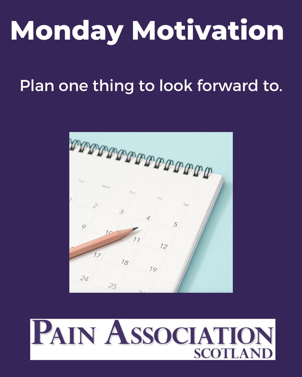 Pain Association (@painassocscot) on Twitter photo What are you looking forward to?
#MondayMotivation #ChronicPain #SelfManagement
<a href="/SoniaCottom/">Prof Sonia Cottom</a> What are you looking forward to?
#MondayMotivation #ChronicPain #SelfManagement
<a href="/SoniaCottom/">Prof Sonia Cottom</a>