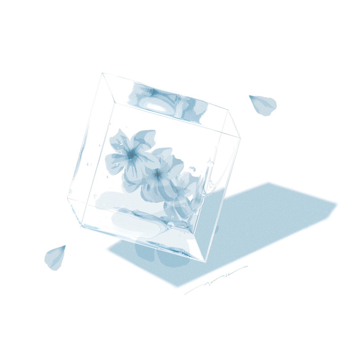「みずいろのおはな 」|からんころんのイラスト