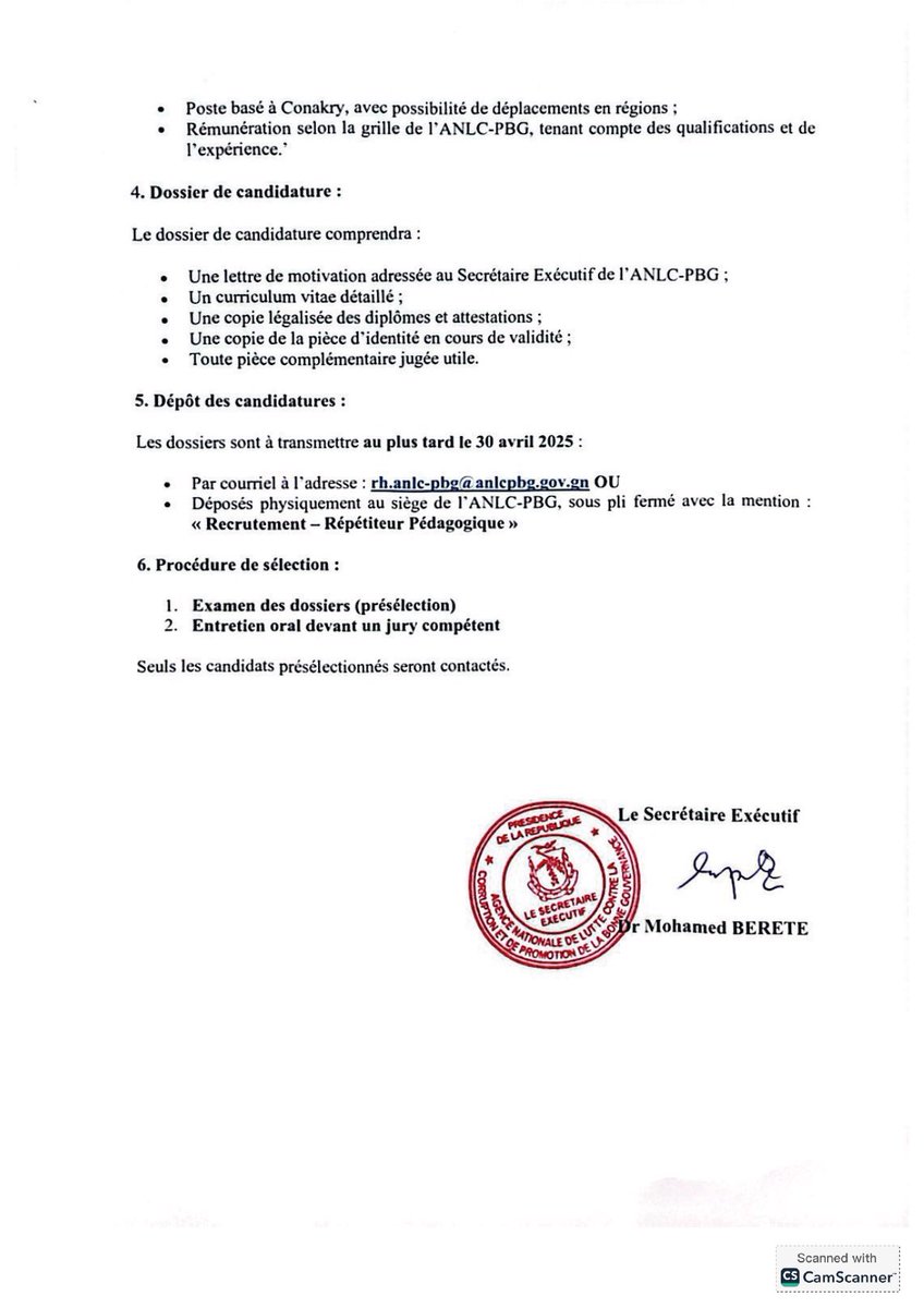L’<a href="/anlcguinee/">ANLC-PBG</a> recrute pour des postes clés. Participez activement à la transformation de notre système en mettant votre expertise au service de la transparence et de la justice.
Postulez maintenant!

#ANLC_PBG #CNRD #contrelacorruptionjemengage #StopCorruption