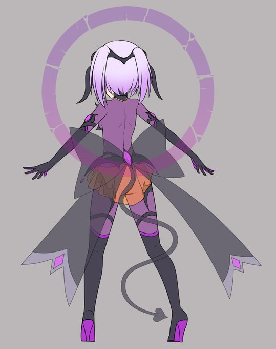 ネガエクリプスの尻尾は種由来の淫魔要素ですが、本人から生えてるわけではなく衣装の一部。とは言えもう衣装も身体の一部みたいなモノなんで自由に動かせるのですが 