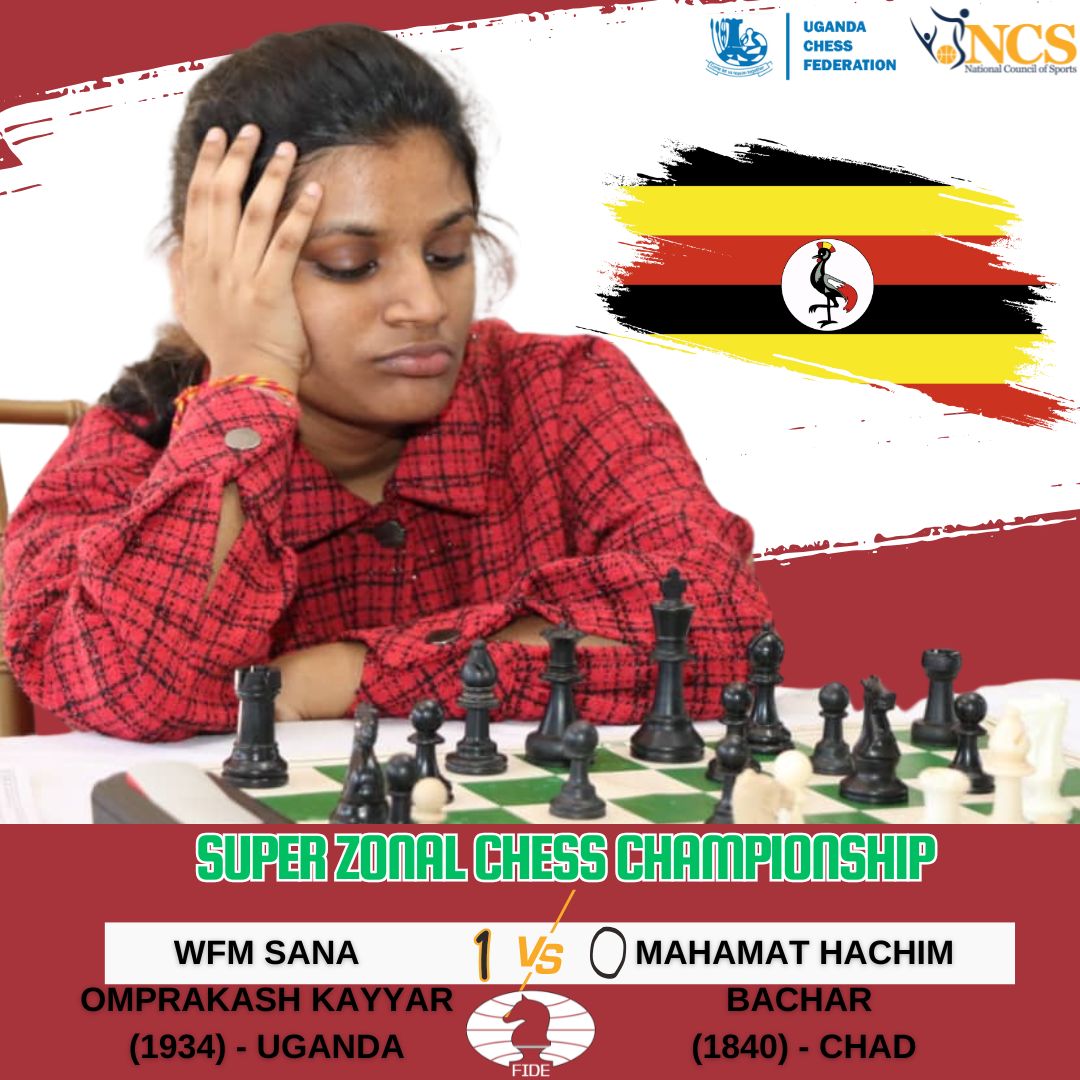 BaniBulletin's tweet photo. ✅ Round Win for Uganda!

WFM Sana Omprakash Kayyar 🇺🇬 secures her first victory at #SuperZonals2025, defeating Mahamat Hachim Bachar (1840) 🇹🇩 of Chad! ♟️🔥

Momentum is building — let’s go Sana! 💪

#UgandaChess #ChessAfrica #FIDE #RoadToIM https://t.co/6MV1oqXQT1