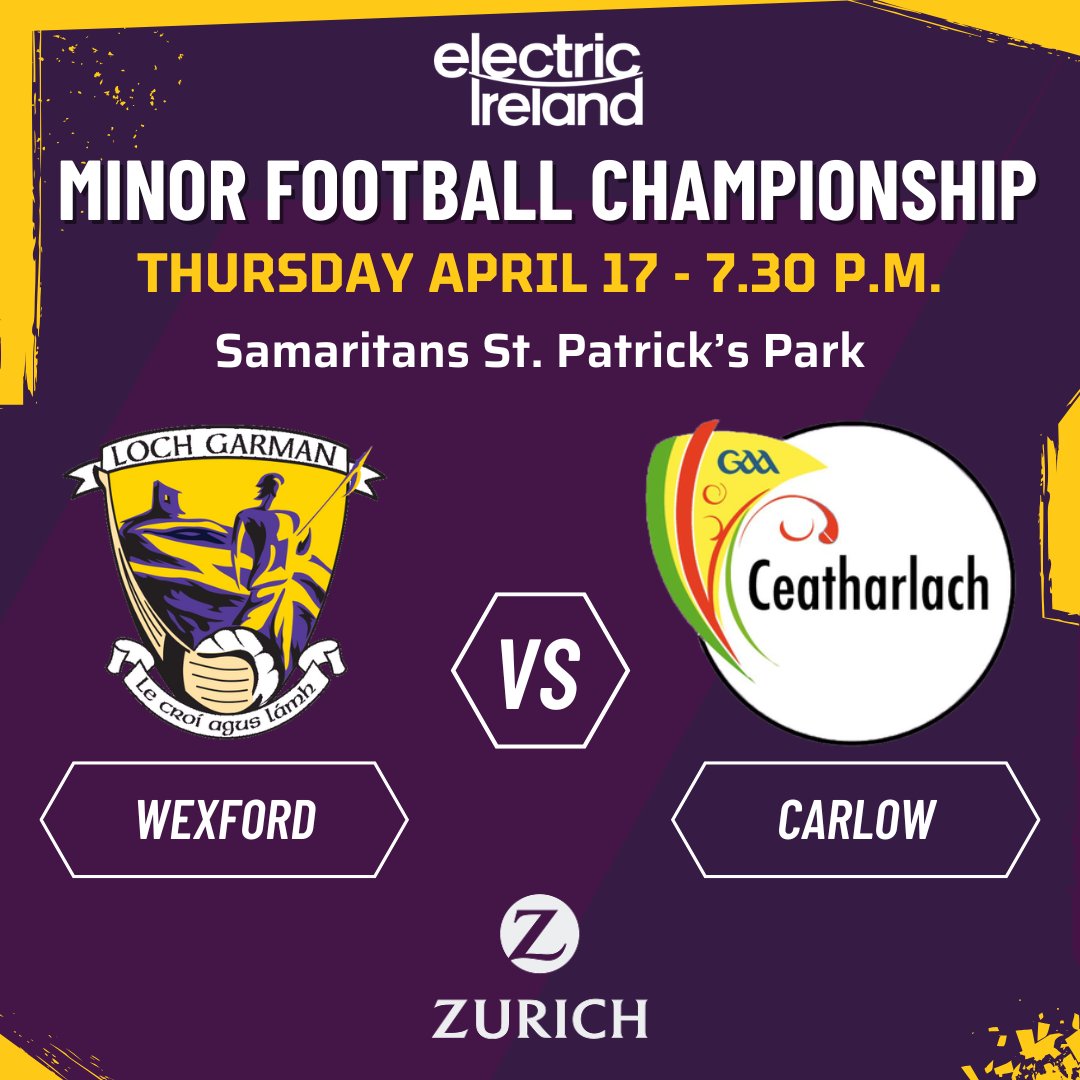 Our minor footballers, proudly supported by Zurich, will return to championship action on Thursday evening, when they take on Carlow in Samaritans St. Patrick's Park at 7.30 p.m. A win will put them through to a preliminary quarter-final.

🎟️ leinstergaa.ie/leinster-gaa-t…. Not