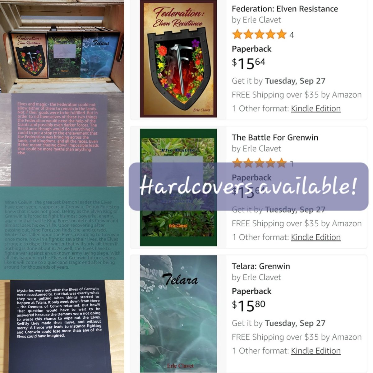 Erle Clavet | Fantasy Author, Artist (@erleclavet) on Twitter photo I have three #epicfantasy books available on Amazon.  
amazon.ca/stores/author/…
You can choose ebook, paperback, or hardcover for any of them.
#creativewriter #fantasyauthor #fantasybooks #indieauthor I have three #epicfantasy books available on Amazon.  
amazon.ca/stores/author/…
You can choose ebook, paperback, or hardcover for any of them.
#creativewriter #fantasyauthor #fantasybooks #indieauthor