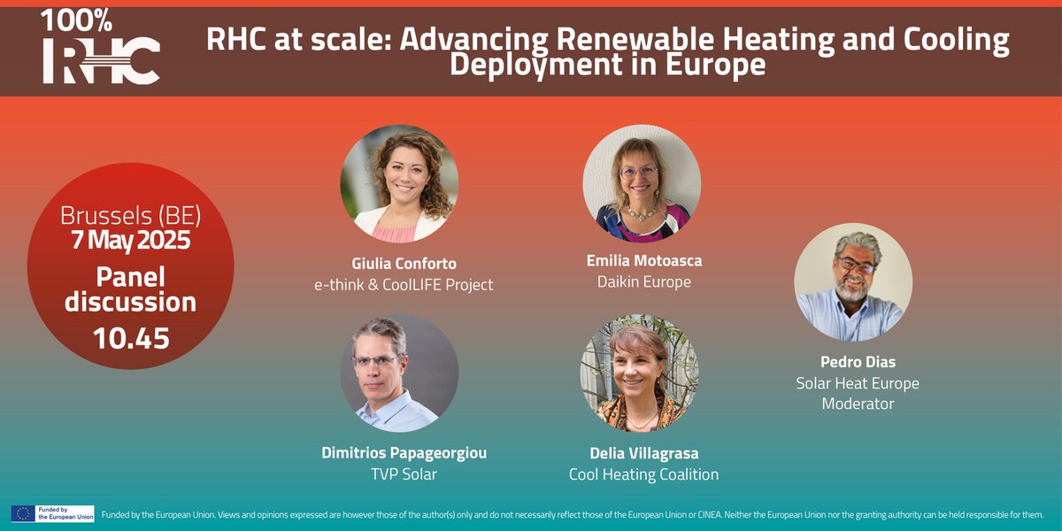Our #100RHC event, organised on 7 May in Brussels, will include presentations and a panel discussion on renewable heating and cooling (RHC) deployment in Europe. 
Check out the full agenda and register now 👉 rhc-platform.org/100rhc-event/1…