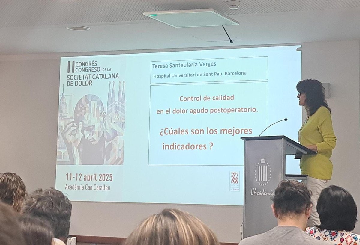 AnestesiaSantPau (@anestsantpau) on Twitter photo La Dra. Ma Teresa Santaeularia, presentant la seva ponència sobre indicadors de qualitat en el control del dolor postoperatori agut al 2n Congrés de la <a href="/SocCatDolor/">Soc Catalana Dolor</a> #Dolorpostoperatori La Dra. Ma Teresa Santaeularia, presentant la seva ponència sobre indicadors de qualitat en el control del dolor postoperatori agut al 2n Congrés de la <a href="/SocCatDolor/">Soc Catalana Dolor</a> #Dolorpostoperatori