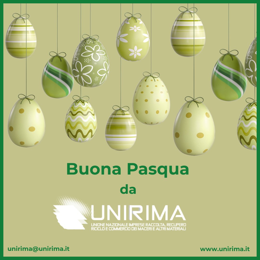 Unirima1's tweet photo. ♻️Buona Pasqua da UNIRIMA!

#unirima #green #greeneconomy #economiacircolare #recycling #riciclo #eow #endofwaste #cartadamacero #Pasqua https://t.co/l0GK7IqQgl