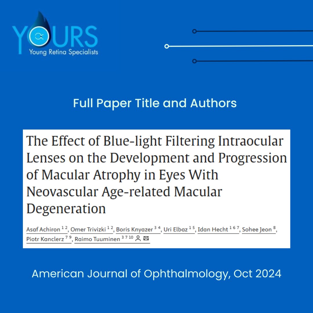 YoungRetina's tweet photo. 🔍 New Study Alert! 📚👁️

This study assesses the impact of blue-light filtering (BLF) IOLs on macular atrophy (MA) progression in nAMD.

📅 Oct 2024 | DOI:  10.1016/j.ajo.2024.04.018

#macularatrophy #agerelatedmaculardegeneration #intraocularlens #cataractsurgery https://t.co/wf9muUoyZG