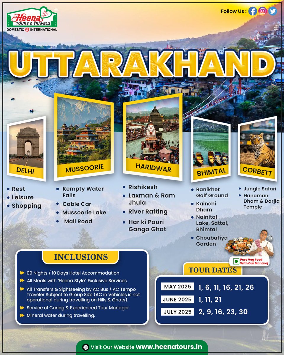 heenatours's tweet photo. 🏞️✨ Discover the Divine Beauty of UTTRAKHAND!
 From the peaceful ghats of Haridwar to the thrilling jungle safari of Corbett, this tour is your perfect escape into nature, spirituality, and adventure! 🌿🚐
#heenatours #heenatourstravels #pheleapnadeshdekho #heenatours#haridwar https://t.co/kI2SNB4PRS