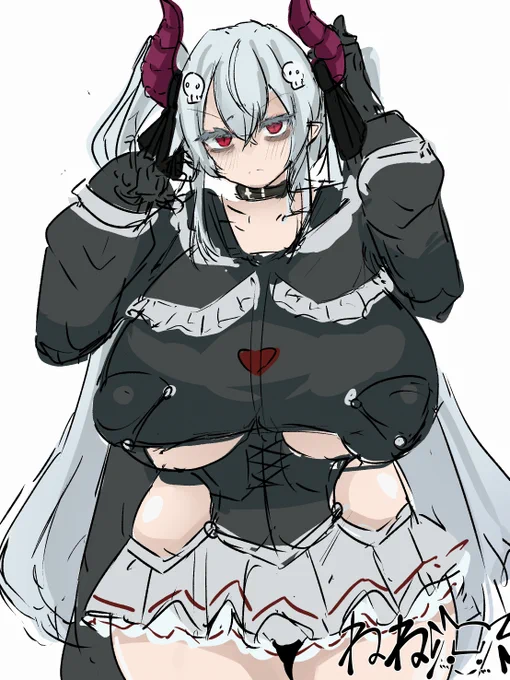 2025年4月14日(月)131枚目魔王ミリノエちゃん(オリジナル)数ある悪魔界の一つの王。就任から連勤で現在は2徹夜目魔王城から家に帰れていないため、生活必需品を王の間の奥の部屋へ移動させている「-今日も頑張るかしら」 