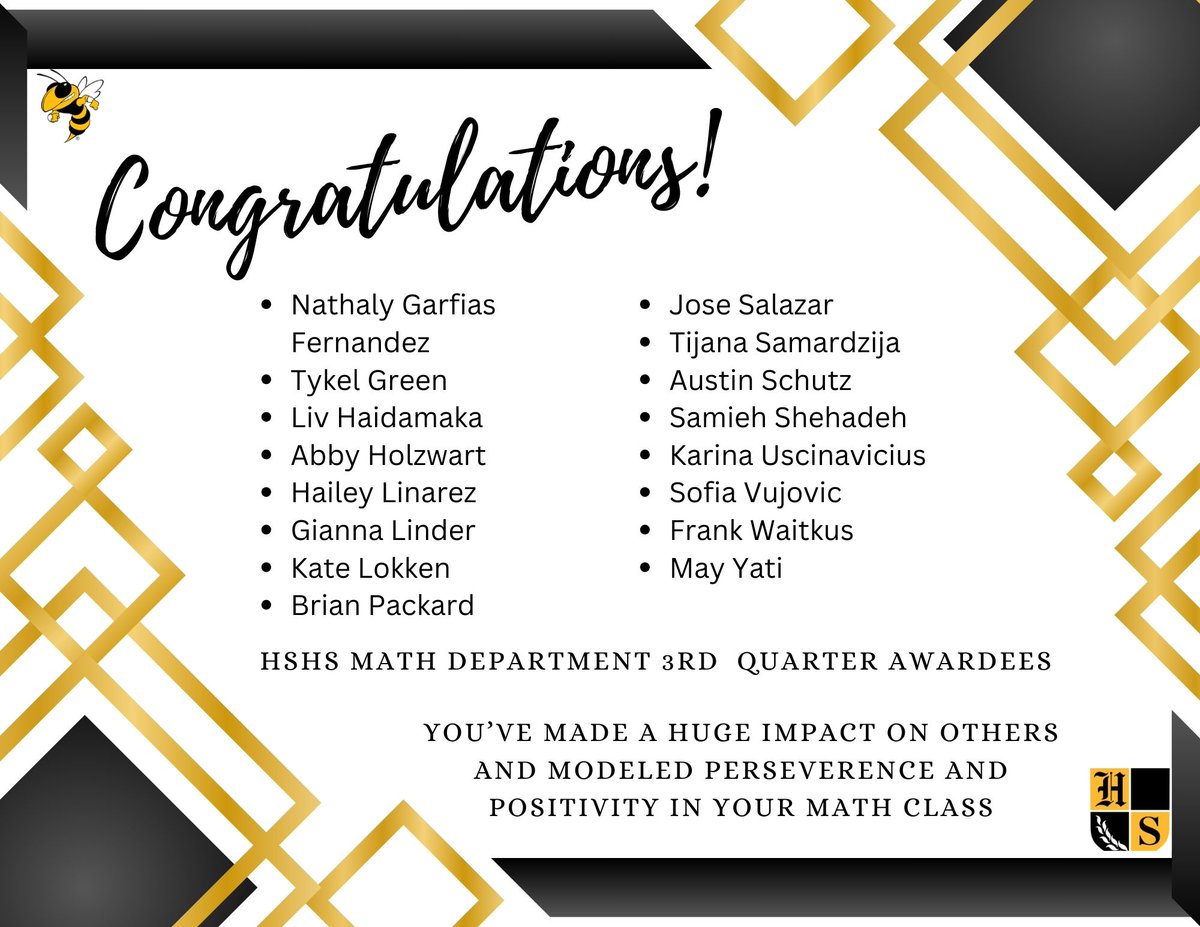 Hinsdale South High School Math Department (@hshsmathematics) on Twitter photo 