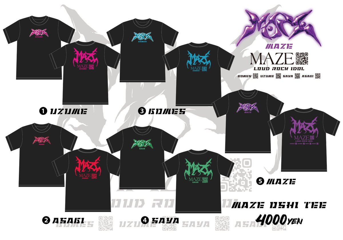 🧥MAZE OSHI TEE 🧥 [GOMES] BLUE [UZUME] PINK [ASAGI] RED [SAYA