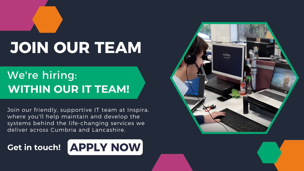 Inspira (@inspiraforlife) on Twitter photo 📢 We’re Hiring within our IT team! 📢
Join our friendly, supportive IT team at Inspira!
🔗 Find out more and apply at: inspira.org.uk/about-us/join-…
📧 Or email your CV and cover letter to: hr@inspira.org.uk 📢 We’re Hiring within our IT team! 📢
Join our friendly, supportive IT team at Inspira!
🔗 Find out more and apply at: inspira.org.uk/about-us/join-…
📧 Or email your CV and cover letter to: hr@inspira.org.uk