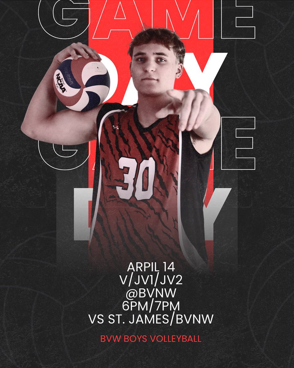 GAME DAY‼️

🗓️ April 14
🐾 V/JV1/JV2
📍 BVNW
⏰ 6pm/7pm
🆚 St. James/BVNW

#bvwbvb🏐 #gojags