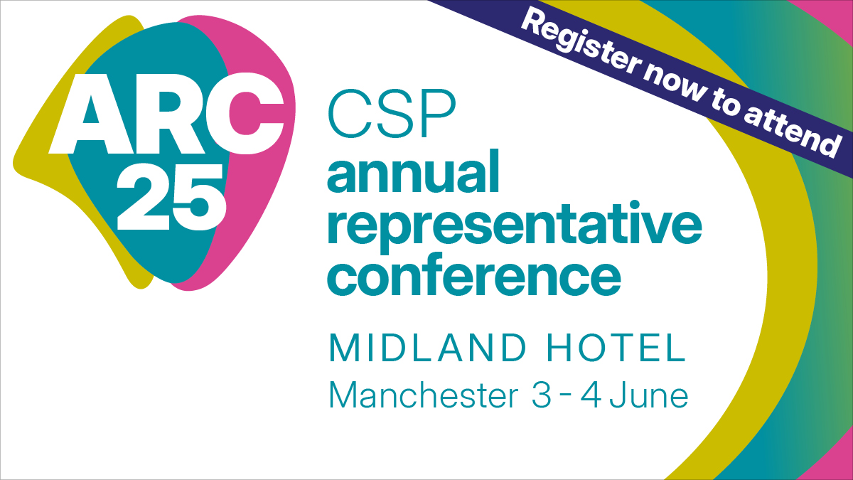 Chartered Society of Physiotherapy (CSP) (@thecsp) on Twitter photo 🚨 Deadline - 21 April 🚨
CSP members from representative groups must register for ARC 2025 by Monday 21 April.
Register now: ow.ly/2ZRq50VzPS5 🚨 Deadline - 21 April 🚨
CSP members from representative groups must register for ARC 2025 by Monday 21 April.
Register now: ow.ly/2ZRq50VzPS5