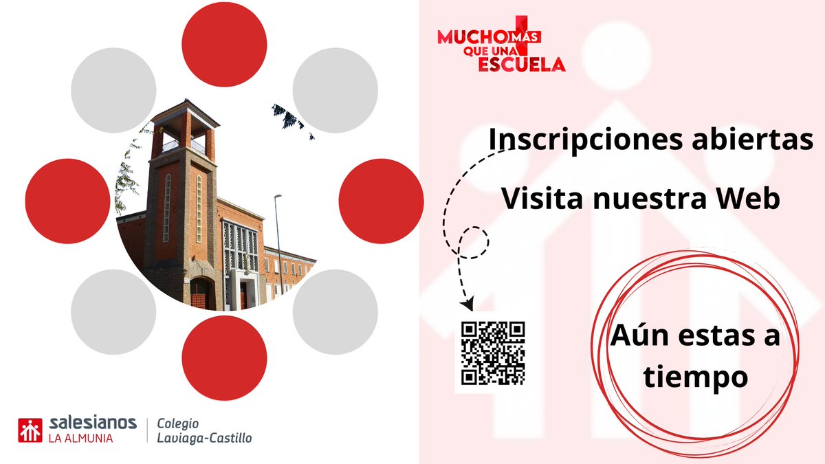 📢 ¡Admisiones abiertas en Salesianos La Almunia! 
✅ ESO
✅ Bachillerato
✅ Formación Profesional
Educamos con valores, cercanía y calidad.  ¡Reserva tu plaza y forma parte de nuestra familia!
📅 Infórmate en nuestra web o en secretaría.
#AdmisionesAbiertas #salesianoslaalmunia