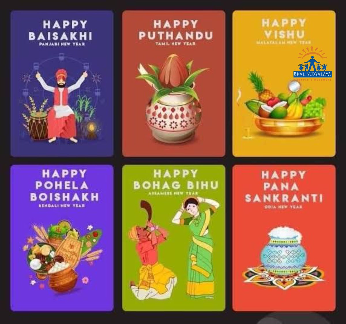 EkalVidyalayaUS's tweet image. Today marks a vibrant confluence of festivals across India—
Vishu, Puthandu, Baisakhi, Pohela Boishakh, and more—celebrating new beginnings, harvests, and cultural richness.

May this day bring prosperity, peace, and joy to you and your loved ones!

#Vishu #Puthandu #Baisakhi