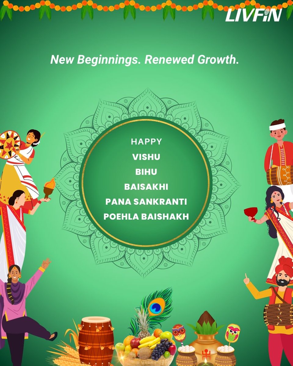 LivfinF's tweet photo. Across India, it's a time of new beginnings — new year, new harvest, new hopes.
At LivFin, we celebrate this spirit with every business ready to grow.
Here’s to fresh starts and stronger futures. 🌱
#PoilaBaisakh #Vishu #Vaisakhi #FreshStart #BusinessGrowth #TogetherWeGrow https://t.co/Dybxsy5Nk2