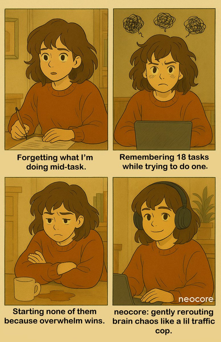 neocore__'s tweet photo. your brain: chaotic quest mode activated.
neocore: let’s not.

#ADHD #ADHDAwareness #Neurodivergent #ExecutiveDysfunction #MentalHealthMatters
#NeuroSpicy #NeurodivergentHumor #Neurotech
 #BrainComputerInterface #BCIrealness
