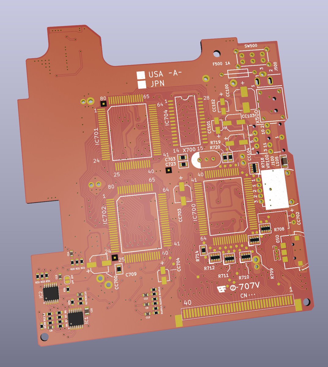 Progress update:
- Re-routed the Turbonanza part for better layout
- Added grounding tabs for the cartslot board to add ribbon connector easily
- Added S-Video circuitry and solder pads

Bare PCB's ordered for verification, will post progress as I go!