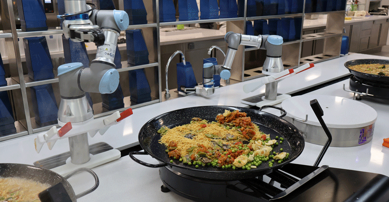 tecnoalimen's tweet image. 🤖🥘 En la Escuela de Hostelería de Leioa, robots cocinan paellas para 600 personas al día.
@BRobot5 y fogones @Mimcook.
Calidad chef, automatización total.
¡Premio en @AdvManufExpo! 🏆
🔗 acortar.link/paellaBOT
#FoodTech #RobotChef #GastronomíaDelFuturo