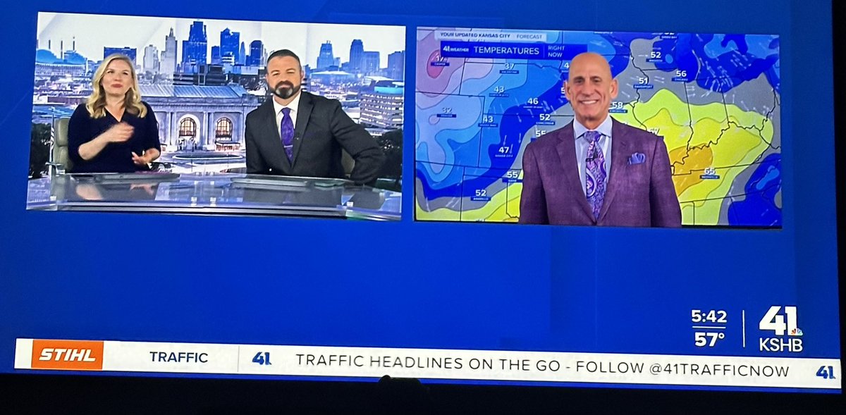 glezak's tweet photo. I’m loving working with Lindsey  and Taylor on my first morning back.  We will have the updated Easter Sunday forecast on @KSHB41 in a few minutes! https://t.co/gIqPpP9RDV