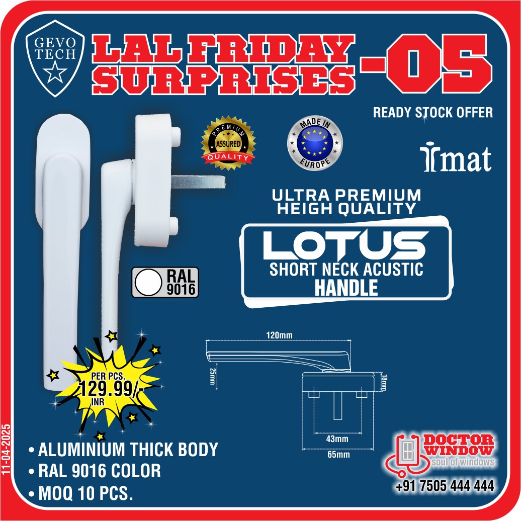 DOCTORWINDOW_IN's tweet image. GEVO TECH IZMIR SLIDING WINDOW SET
GEVO TECH CALIFORNIA TOUCHLOCK (WHITE)
GEVO TECH LOTUS SHORT NECK ACUSTIC HANDLE
GEVO TECH KAWASAKI STANDARD BASE HANDLE

#handle #premiumhandle #touchlock #doctorwindow #soulofwindow #latestoffer #fridayoffer #newoffer #door #hardware #window